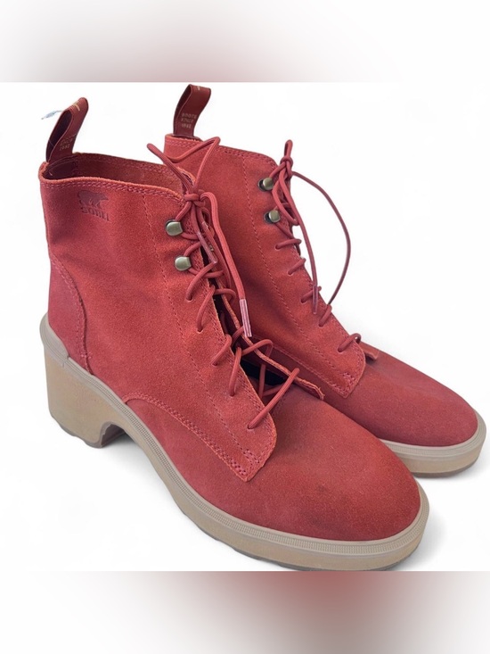 Sorel Shoes - SOREL Hi-Line Heel Lace Boots Warp Red Suede Women’s 11 NWOT